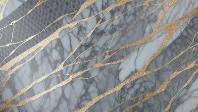 The primary subject of the image is a marble surface with gold accents. The setting is a marble countertop, and the visual style is a combination of photo and digital art. The dominant colors are gold and white, creating a luxurious and elegant atmosphere.