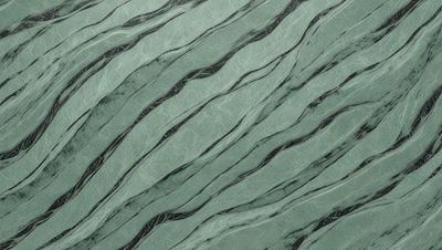 The primary subject of the image is a close-up of a marble-like surface with a pattern of swirls and waves. The setting is a green background, which adds to the visual style. The colors and mood of the image are predominantly green, creating a serene and natural atmosphere.