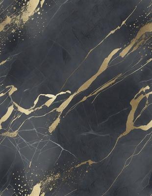 The primary subject of the image is a marble countertop with a gold-colored design. The setting is a kitchen, and the visual style is a combination of a photo and digital art. The countertop has a gold-colored design, which adds a luxurious and elegant touch to the kitchen. The overall atmosphere is sophisticated and stylish.