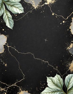 The primary subject of the image is a black background with gold and yellow accents. The setting is a dark, moody environment, and the visual style is a combination of digital art and illustration. The dominant colors are black, gold, and yellow, creating a dramatic and striking atmosphere.