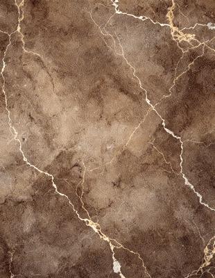 The primary subject of the image is a close-up of a marble tile with a brown and gold color scheme. The setting is a wall with a patterned texture, giving the appearance of a stone wall. The visual style is a close-up of the marble tile, showcasing its intricate design. The colors and mood of the image are warm and earthy, with the brown and gold tones creating a sense of luxury and sophistication.