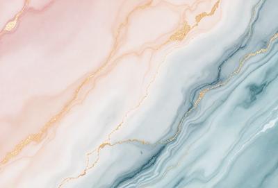 The primary subject of the image is a marble-like surface with gold streaks. The setting is a bathroom, and the visual style is a combination of a photo and digital art. The dominant colors are gold and white, creating a luxurious and elegant atmosphere.