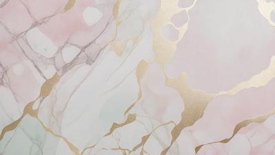 The primary subject of the image is a marble wall with a gold-colored pattern. The setting is a room with a white background. The visual style is a combination of a photo and digital art, creating a unique and intricate design. The dominant colors are gold and white, giving the wall a luxurious and elegant appearance.