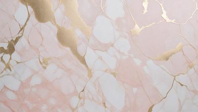 The primary subject of the image is a marble wall with a gold-colored design. The setting is a room with a pink background. The visual style is a combination of a photo and digital art, creating a unique and intricate pattern. The dominant colors are gold and pink, giving the wall a luxurious and elegant appearance.