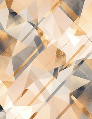 The primary subject of the image is a patterned background featuring a mix of gold, white, and brown colors. The setting is a geometric pattern, which creates a visually appealing and artistic atmosphere. The visual style of the image is a combination of digital art and illustration, giving it a unique and creative appearance. The dominant colors in the image are gold, white, and brown, which contribute to the warm and inviting mood of the scene.