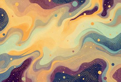 The primary subject of the image is a colorful, abstract artwork featuring a mix of yellow, blue, and purple colors. The setting is a space with a backdrop of stars, giving the artwork a celestial and dreamy atmosphere. The visual style is a combination of digital art and illustration, creating a unique and vibrant appearance. The colors and mood of the artwork evoke a sense of wonder and creativity, making it an eye-catching and inspiring piece of art.