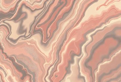 The primary subject of the image is a close-up of a pink and brown marbled surface. The setting is a room with a pink and brown marbled wall, which adds a warm and inviting atmosphere to the space. The visual style of the image is a close-up of the marbled surface, showcasing the intricate patterns and textures of the material. The colors and mood of the image are predominantly warm and earthy, with the pink and brown hues creating a sense of comfort and