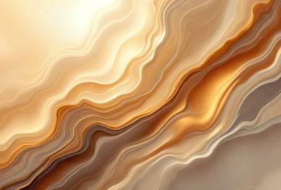 The primary subject of the image is a colorful, swirling pattern that resembles a painting or a digital artwork. The setting is a wall, and the visual style is a combination of photo and digital art. The dominant colors are orange, yellow, and white, creating a warm and vibrant atmosphere.