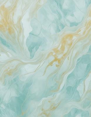The primary subject of the image is a blue and white marbled wallpaper with a swirling pattern. The setting is a bathroom, and the visual style is a photo. The dominant colors are blue and white, creating a calm and soothing atmosphere.