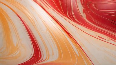 The primary subject of the image is a colorful, swirling pattern that resembles a painting or a digital artwork. The setting is a wall, and the visual style appears to be a combination of photo and digital art. The dominant colors in the image are red, orange, and yellow, creating a vibrant and lively atmosphere.