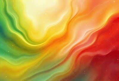 The primary subject of the image is a colorful, swirling pattern that resembles a painting or a digital artwork. The setting is a brightly colored background, which adds to the vibrant atmosphere of the scene. The visual style is a mix of photo and digital art, creating a unique and eye-catching image. The dominant colors are red, yellow, and green, which contribute to the lively and energetic mood of the scene.