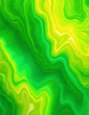 The primary subject of the image is a green, swirling, and colorful pattern. The setting is a green background, which complements the vibrant colors of the pattern. The visual style appears to be a digital art or illustration, as the colors and patterns are intricately detailed. The overall atmosphere is lively and energetic, with the green hues creating a sense of freshness and vitality.