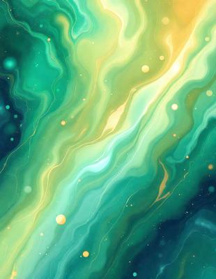 The primary subject of the image is a vibrant, colorful, and abstract artwork featuring a green and yellow color scheme. The setting is a space with a backdrop of a green and yellow swirl, which adds to the overall atmosphere. The visual style of the image is a combination of digital art and illustration, creating a unique and captivating piece. The colors and mood of the artwork evoke a sense of energy and movement, making it an eye-catching and engaging piece of art.