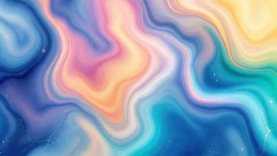 The primary subject of the image is a colorful, abstract art piece featuring a mix of blue, pink, and yellow colors. The setting is a blue background, which complements the vibrant colors of the artwork. The visual style appears to be a combination of digital art and illustration, creating a unique and eye-catching piece. The overall atmosphere is lively and energetic, with the colors and patterns creating a sense of movement and dynamism.