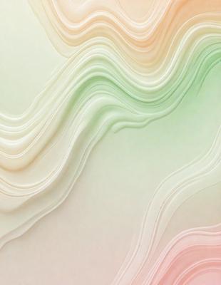 The primary subject of the image is a white and green wave pattern. The setting is a white wall, and the visual style appears to be a combination of digital art and illustration. The dominant colors are white and green, creating a calm and soothing atmosphere.