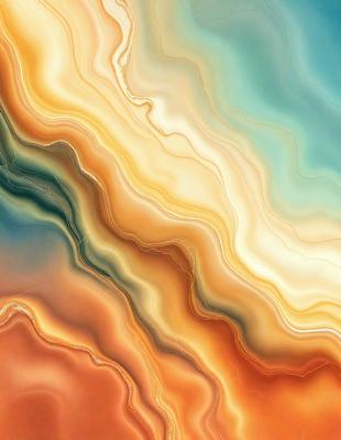 The primary subject of the image is a colorful, abstract art piece featuring a mix of blue, orange, and yellow colors. The setting is a wall, and the visual style appears to be a combination of digital art and illustration. The dominant colors and overall atmosphere of the image are vibrant and lively, creating a visually engaging and dynamic piece of art.