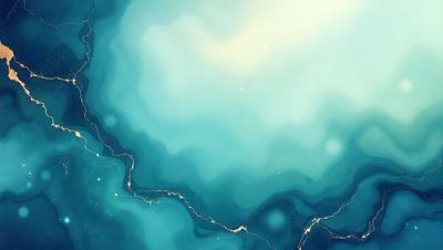 The primary subject of the image is a blue and white ocean with a few white clouds in the sky. The setting is a vast expanse of water, with no land visible. The visual style is a combination of a photo and digital art, creating a unique and captivating scene. The dominant colors are blue and white, giving the image a serene and calming atmosphere.