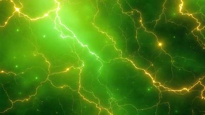 The primary subject of the image is a green neon light, which is the main focus of the scene. The setting is a dark background, which contrasts with the bright green neon light. The visual style of the image is a digital art or illustration, as it features a pattern of yellow and green lightning bolts. The colors and mood of the image are predominantly green and yellow, creating a vibrant and lively atmosphere.