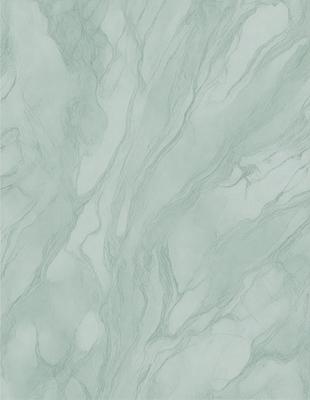 The primary subject of the image is a marble-like surface with a pattern of swirls and waves. The setting is a bathroom, and the visual style is a combination of a photo and digital art. The dominant colors are green and white, creating a calm and soothing atmosphere.