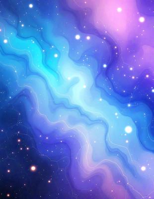 The primary subject of the image is a purple and blue swirling pattern, which appears to be a digital art or illustration. The setting is a night sky filled with stars, creating a serene and celestial atmosphere. The visual style is a combination of digital art and illustration, with the swirling pattern and the stars creating a unique and captivating scene. The colors and mood of the image are predominantly purple and blue, with the swirling pattern adding a sense of movement and dynamism