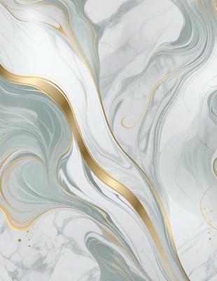 The primary subject of the image is a marble-like pattern with gold accents. The setting is a white marble surface, which serves as the background. The visual style is a combination of digital art and illustration, creating a unique and artistic appearance. The dominant colors are white and gold, giving the image a luxurious and elegant mood.