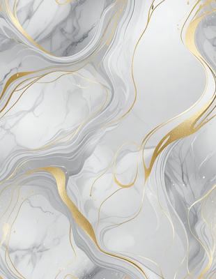 The primary subject of the image is a white marble surface with gold accents. The setting is a white marble wall, and the visual style is a combination of photo and digital art. The dominant colors are white and gold, creating a clean and elegant atmosphere.