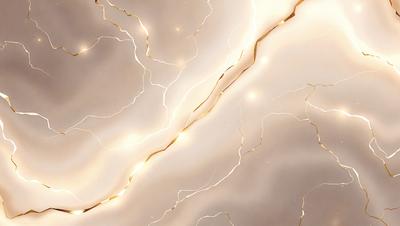The primary subject of the image is a close-up of a gold-colored wall with a pattern of lightning bolts. The setting is a white background, and the visual style appears to be a combination of a photo and digital art. The dominant colors are gold and white, creating a warm and inviting atmosphere.