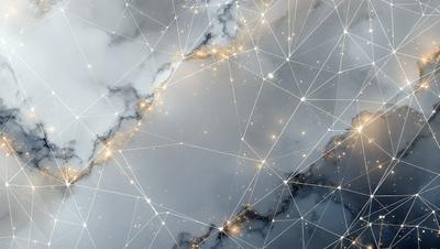 The primary subject of the image is a cloudy sky filled with bright, shining stars. The setting is a cloudy sky, and the visual style is a digital art or illustration. The colors and mood of the image are predominantly dark and moody, with the bright stars providing a contrasting element of light and warmth.