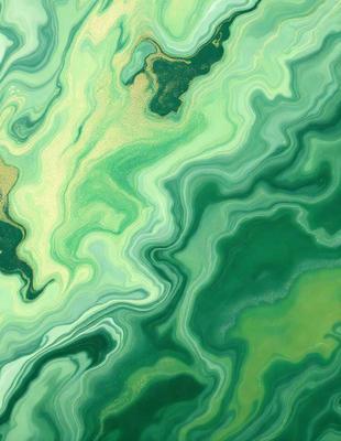 The image features a vibrant green and yellow swirl pattern, which appears to be a painting or a digital artwork. The primary subject is the swirl pattern, which is set against a backdrop of a green and yellow ocean. The visual style suggests that the image is a creative and artistic representation of the ocean's colors and patterns. The colors and mood of the image are lively and energetic, with the green and yellow hues evoking a sense of movement and dynamism.