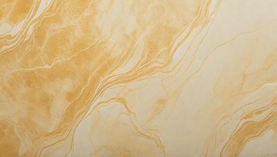 The primary subject of the image is a close-up of a yellow and brown marbled wallpaper. The setting is a room with a marbled wall, and the visual style is a patterned wallpaper. The dominant colors are yellow and brown, creating a warm and earthy atmosphere.