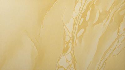 The primary subject of the image is a yellow marble wall with a patterned texture. The setting is a room with a yellow marble wall, and the visual style is a painting or drawing. The colors and mood of the image are warm and inviting, with the yellow marble wall being the main focus.