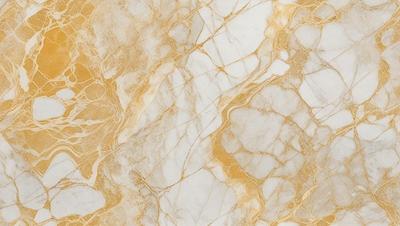 The image features a marble wall with a gold and white color scheme. The wall is covered in a pattern of gold and white marble, creating a visually appealing and luxurious appearance. The gold and white color combination gives the wall a sophisticated and elegant look, making it an attractive focal point in the space.