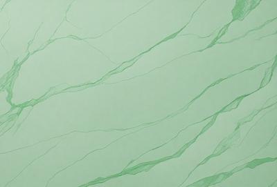 The primary subject of the image is a green marble wall with a pattern of green and white stripes. The setting is a room with a green marble wall, and the visual style is a close-up of the wall. The colors and mood of the image are predominantly green and white, creating a calm and serene atmosphere.