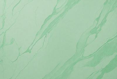 The primary subject of the image is a green marble wall with a pattern of swirls and waves. The setting is a room with a green background, and the visual style is a close-up of the marble wall. The colors and mood of the image are predominantly green, creating a serene and natural atmosphere.