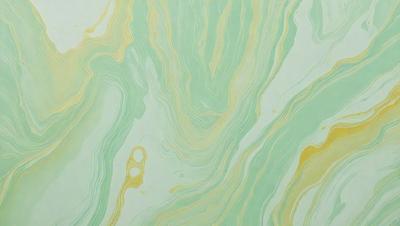 The primary subject of the image is a green and yellow swirling pattern on a wall. The setting is a room with a green and yellow painted wall, which serves as the background. The visual style is a painting, and the dominant colors are green and yellow. The overall atmosphere of the image is vibrant and lively.