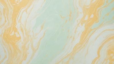 The primary subject of the image is a marble-like patterned wallpaper. The setting is a bathroom, with the wallpaper covering the walls. The visual style is a combination of a photo and a pattern, creating a unique and eye-catching design. The dominant colors are yellow and green, giving the bathroom a warm and inviting atmosphere.