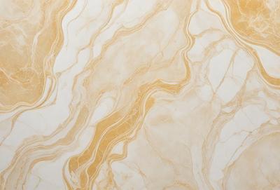 The primary subject of the image is a marble wall with a gold and white color scheme. The setting is a room with a patterned wallpaper, which adds to the overall visual style. The colors and mood of the image are warm and inviting, creating a cozy and elegant atmosphere.