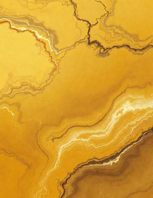 The primary subject of the image is a yellow marble surface with a pattern of swirls and waves. The setting is a room with a yellow marble wall, and the visual style is a painting or drawing. The colors and mood of the image are warm and inviting, with the yellow marble creating a sense of luxury and elegance.