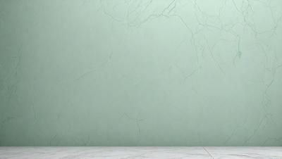 The primary subject of the image is a wall with a green tint. The setting is a room with a white floor. The visual style is a photo, and the colors and mood are predominantly green, giving the scene a calm and serene atmosphere.