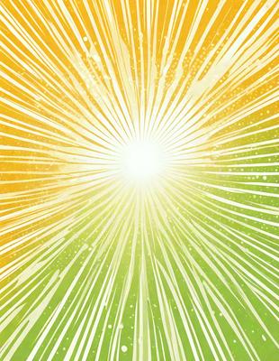 The primary subject of the image is a bright, sunny yellow and green background. The setting is a sunny day, and the visual style is a combination of photo and digital art. The colors and mood are vibrant and cheerful, with the yellow and green hues creating a warm and inviting atmosphere.
