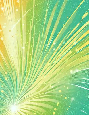 The primary subject of the image is a colorful, swirling, and vibrant design, which appears to be a digital art or illustration. The setting is a brightly colored background, possibly a green or yellow hue, which complements the design. The visual style is a mix of digital art and illustration, creating a dynamic and lively atmosphere. The colors and mood of the image are predominantly bright and cheerful, with a sense of energy and movement.
