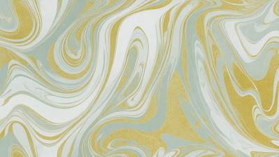 The primary subject of the image is a patterned wallpaper with a blue and gold color scheme. The setting is a room with a white background, which contrasts with the vibrant colors of the wallpaper. The visual style is a combination of digital art and illustration, creating a unique and eye-catching design. The colors and mood of the image are lively and energetic, with the blue and gold hues evoking a sense of warmth and sophistication.