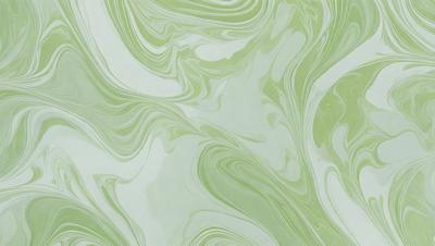 The primary subject of the image is a green, swirling, and curling pattern on a surface. The setting appears to be a wall or a countertop, and the visual style is a combination of a photo and a digital art or illustration. The dominant colors are green and white, creating a calm and soothing atmosphere.