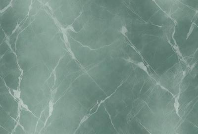 The primary subject of the image is a marble wall with a green tint. The setting is a room with a green tiled wall, and the visual style is a close-up of the wall. The colors and mood of the image are predominantly green, giving it a calm and serene atmosphere.