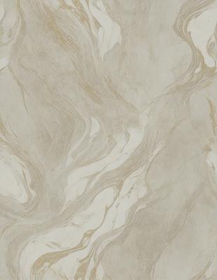 The primary subject of the image is a marble tile with a patterned design. The setting is a bathroom, and the visual style is a photo. The dominant colors are beige and white, creating a clean and elegant atmosphere.