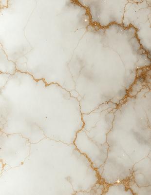 The primary subject of the image is a marble surface with a gold-like pattern. The setting is a marble countertop, and the visual style is a close-up of the marble surface. The colors and mood of the image are predominantly gold and white, giving it a luxurious and elegant appearance.