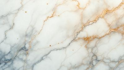 The primary subject of the image is a marble countertop with a gold-colored pattern. The setting is a kitchen, and the visual style is a close-up of the marble countertop. The colors and mood of the image are warm and elegant, with the gold pattern adding a touch of luxury to the marble surface.