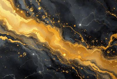 The primary subject of the image is a yellow line that is painted on a black background. The setting appears to be a dark, moody environment, possibly a night sky. The visual style of the image is a combination of digital art and illustration, creating a unique and striking appearance. The colors and mood of the image are predominantly dark and dramatic, with the yellow line standing out against the black background.