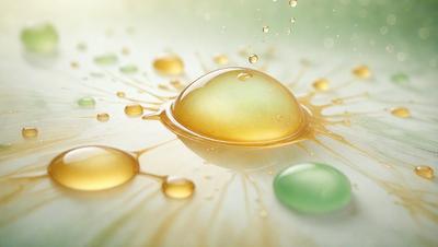 The primary subject of the image is a yellow drop of liquid, which is the main focus of the scene. The setting is a white surface, possibly a table or a countertop. The visual style of the image is a close-up of the yellow drop, which gives it a prominent and detailed appearance. The colors and mood of the image are predominantly yellow and bright, creating a warm and inviting atmosphere.