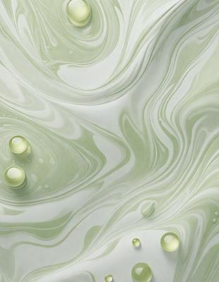 The primary subject of the image is a close-up of a green, swirling, and textured surface. The setting is a white background, which contrasts with the green swirls. The visual style is a combination of a photo and digital art, creating a unique and intriguing appearance. The colors and mood of the image are predominantly green, with a sense of depth and movement.